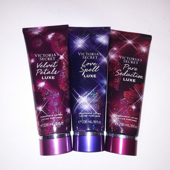 Set of 3 Victoria Secret Fragrance Body Lotion Luxe Love Spell Velvet Petals Pur
